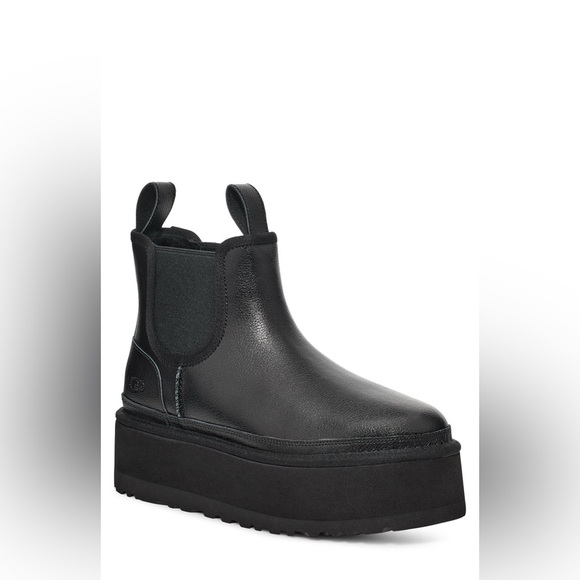FINAL PRICE NEW~UGG  Platform Chelsea Leather Boot Black 10 Retro Chunky Shoes - Picture 1 of 8